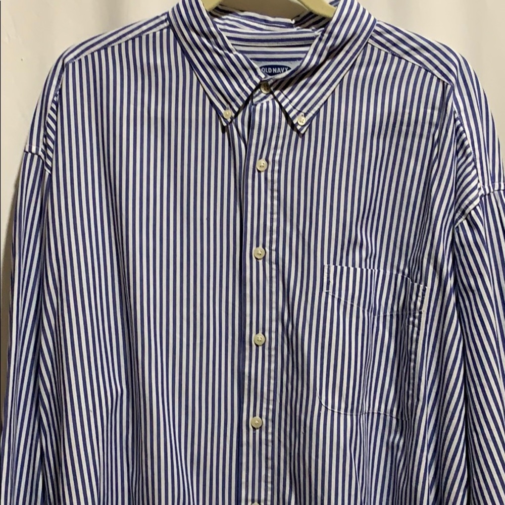 OLD NAVY POPLIN SHIRT SZ XXL BLUE/WHITE STRIPE
